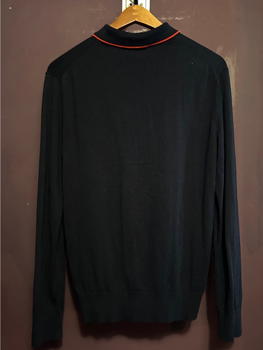 Banana Republic Luxury Blend Navy Polo with Red Trim - Picture 3 of 3